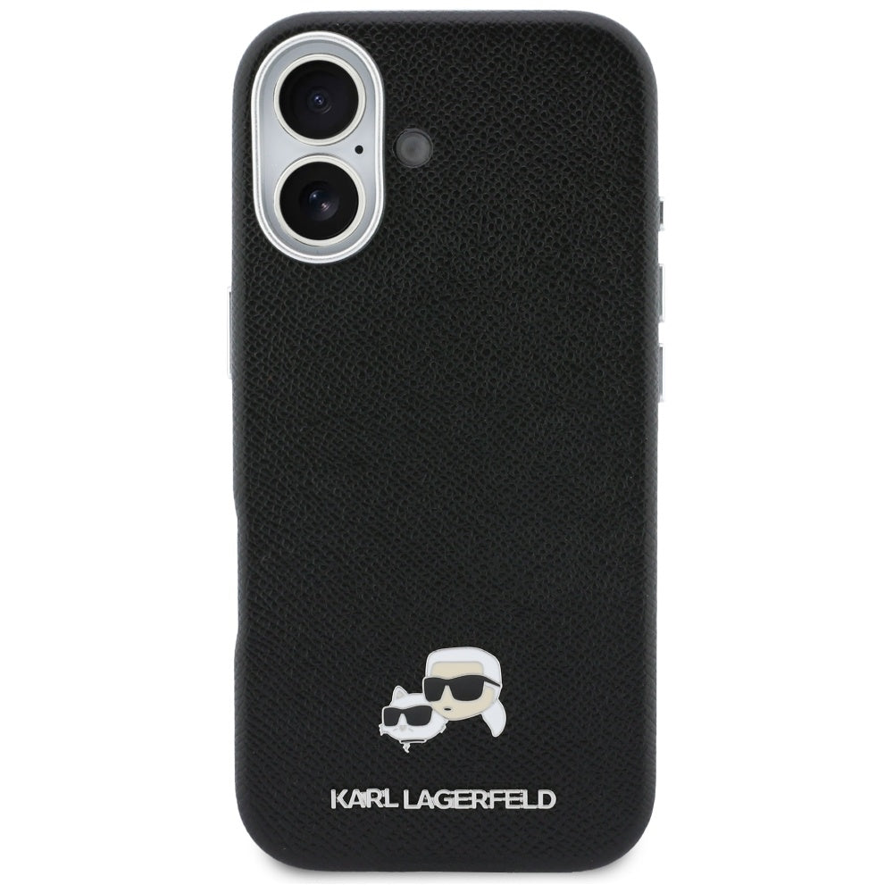 Husa MagSafe pentru Apple iPhone 17, Karl Lagerfeld, Karl & Choupette Head's Pin, Neagra