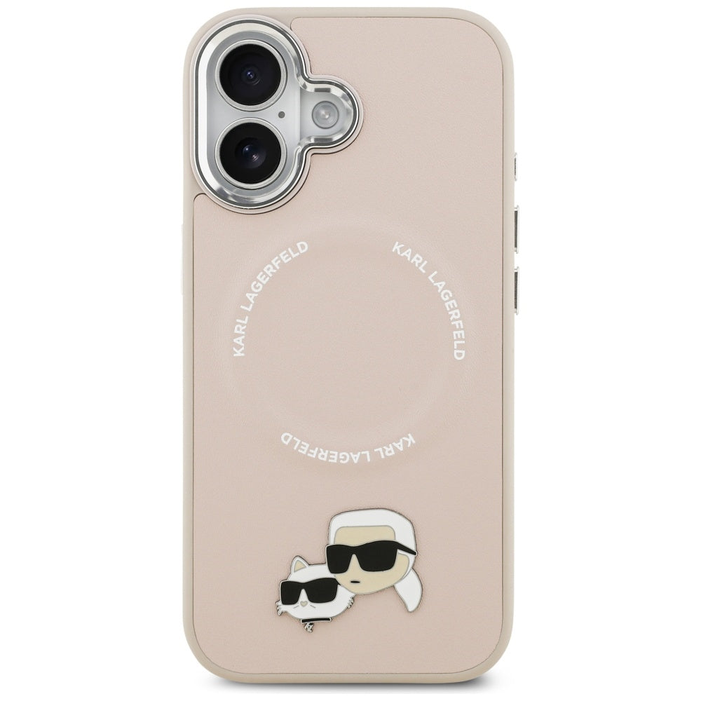 Husa MagSafe pentru Apple iPhone 17, Karl Lagerfeld, Karl & Choupette Pins, Roz