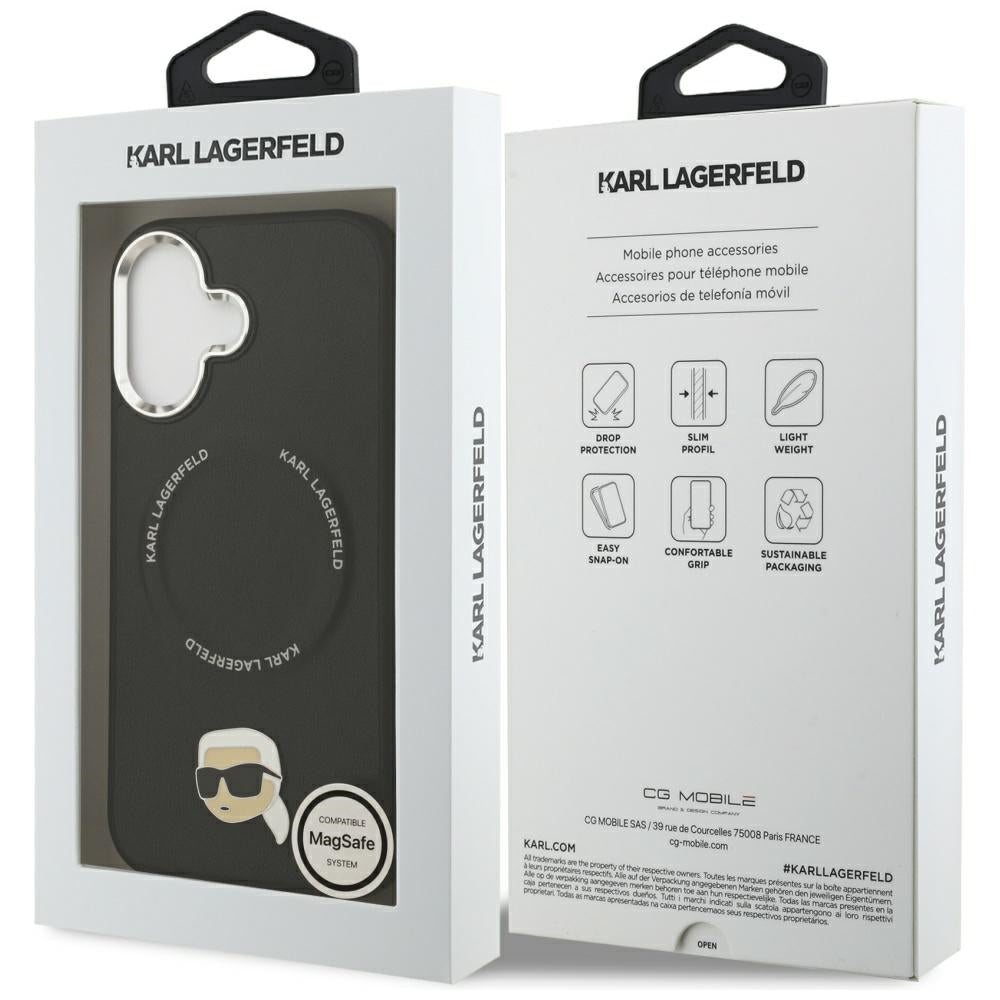 Husa MagSafe pentru Apple iPhone 17, Karl Lagerfeld, Karl Pin, Neagra
