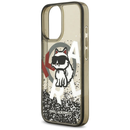 Husa MagSafe pentru Apple iPhone 17, Karl Lagerfeld, Liquid Glitter Logo Choupette, Neagra