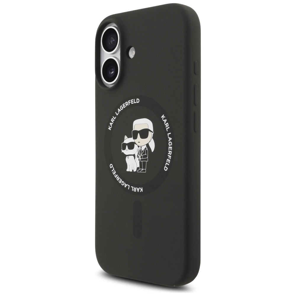 Husa MagSafe pentru Apple iPhone 17, Karl Lagerfeld, Ring Karl & Choupette, Neagra