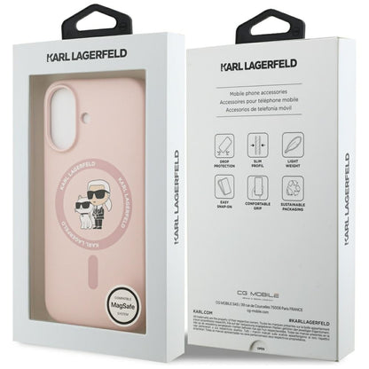 Husa MagSafe pentru Apple iPhone 17, Karl Lagerfeld, Ring Karl & Choupette, Roz
