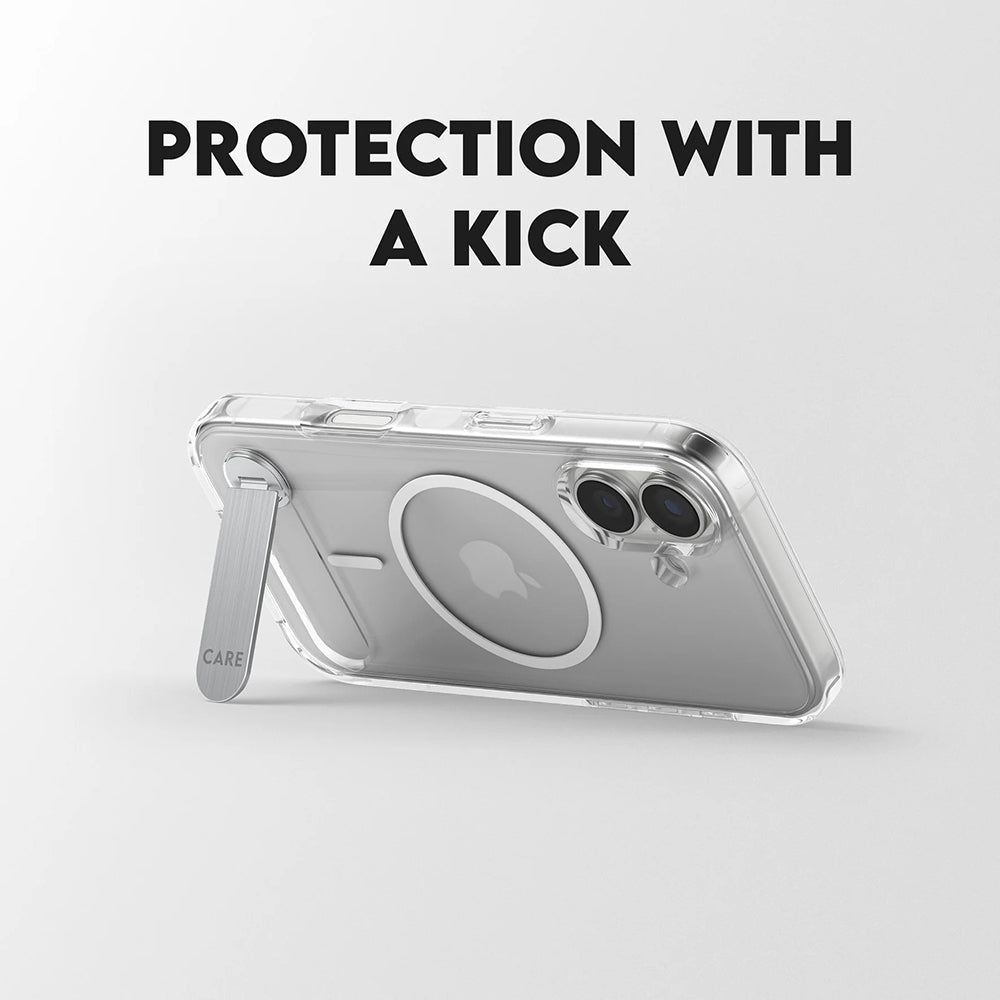 Husa MagSafe pentru Apple iPhone 17, PanzerGlass, Care Feature Kickstand, Transparenta