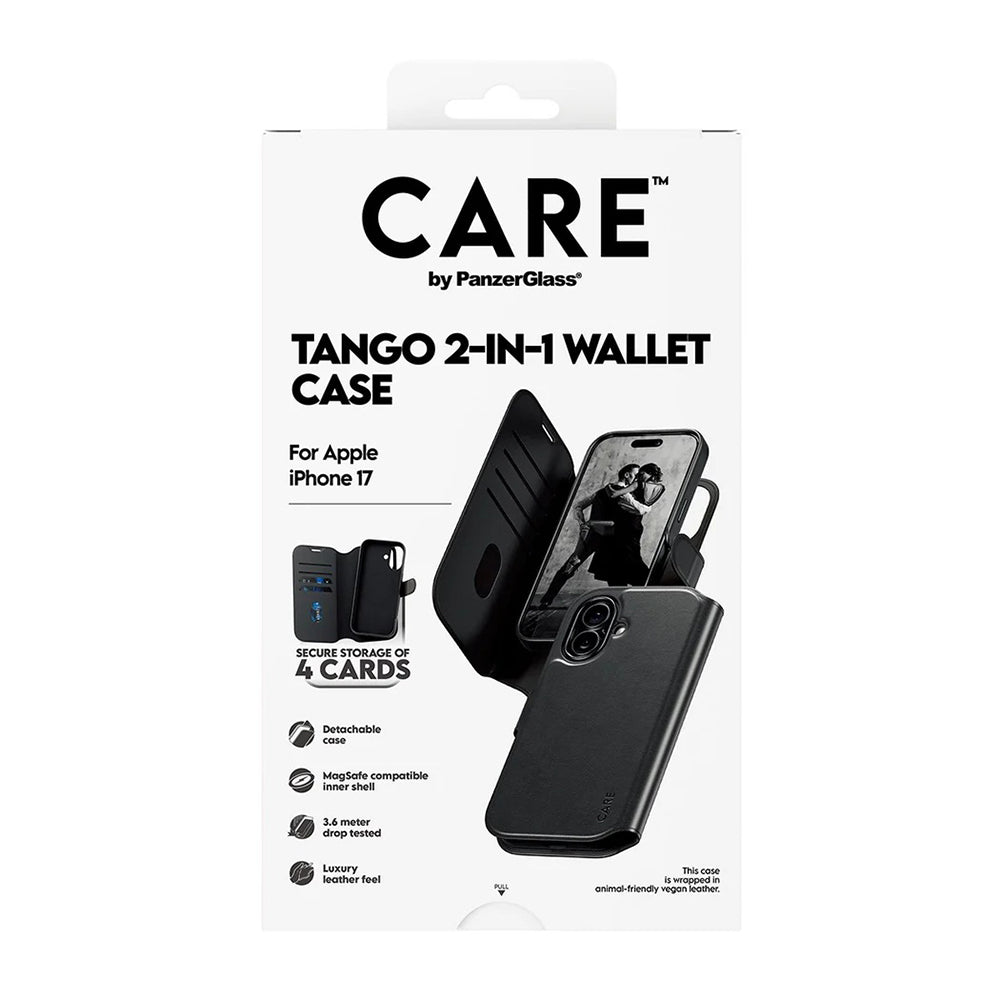 Husa MagSafe pentru Apple iPhone 17, PanzerGlass, Care Feature Tango Two-in-One, Neagra