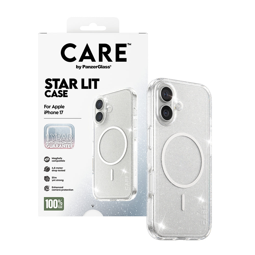 Husa MagSafe pentru Apple iPhone 17, PanzerGlass, Care Urban Explorer Star Lit, Transparenta Alba