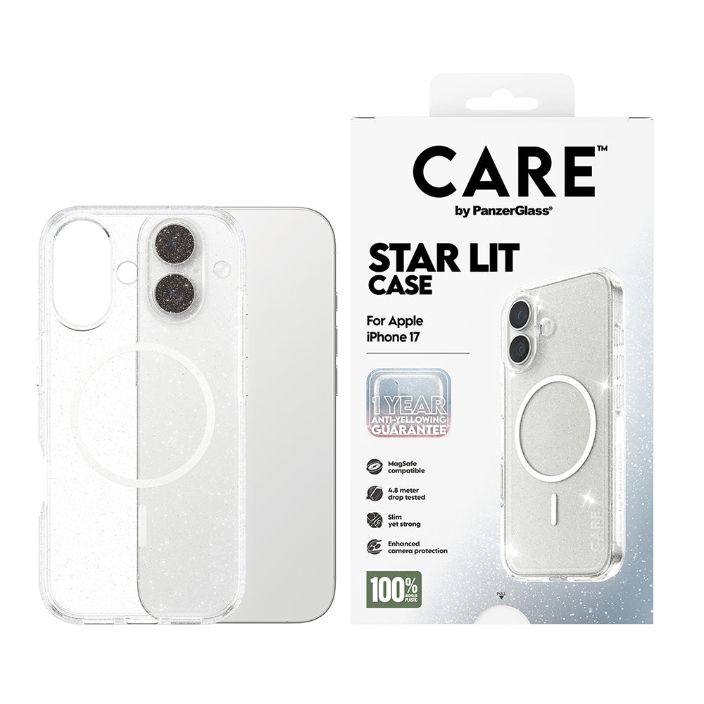 Husa MagSafe pentru Apple iPhone 17, PanzerGlass, Care Urban Explorer Star Lit, Transparenta Alba