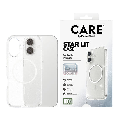 Husa MagSafe pentru Apple iPhone 17, PanzerGlass, Care Urban Explorer Star Lit, Transparenta Alba