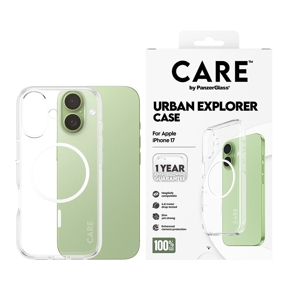 Husa MagSafe pentru Apple iPhone 17, PanzerGlass, Care Urban Explorer, Transparenta Alba