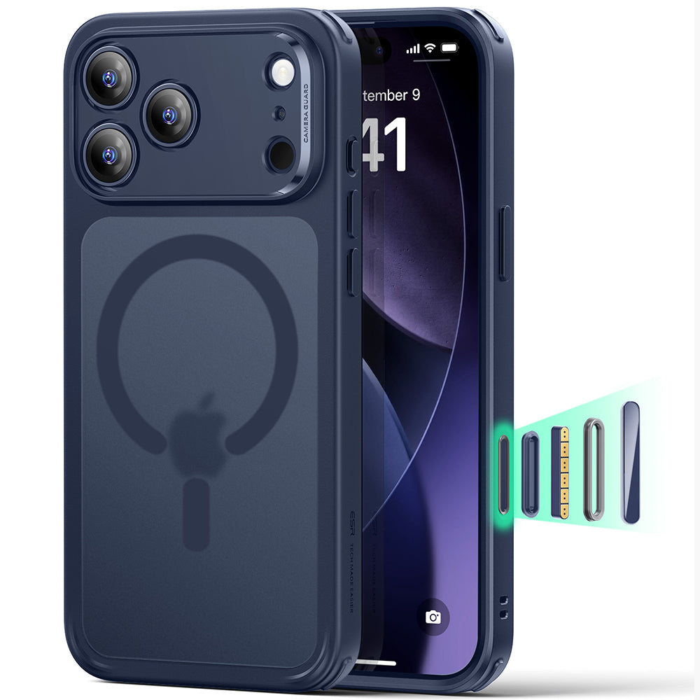 Husa MagSafe pentru Apple iPhone 17 Pro, ESR, Classic Hybrid, Albastra Satinata