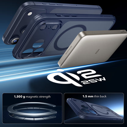 Husa MagSafe pentru Apple iPhone 17 Pro, ESR, Classic Hybrid, Albastra Satinata