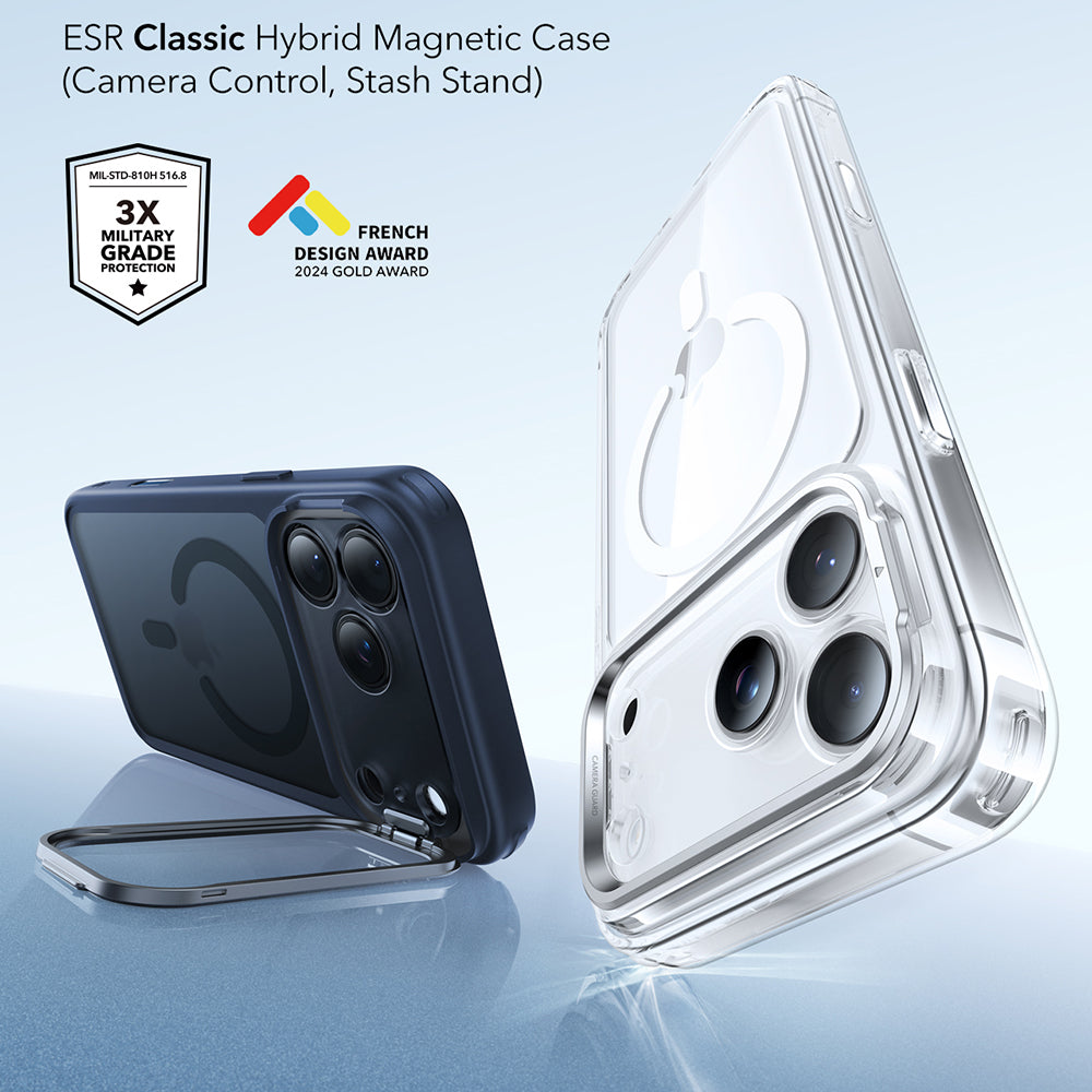 Husa MagSafe pentru Apple iPhone 17 Pro, ESR, Classic Hybrid Kickstand, Albastra Satinata