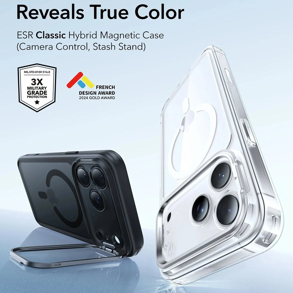Husa MagSafe pentru Apple iPhone 17 Pro, ESR, Classic Hybrid Kickstand, Neagra Satinata