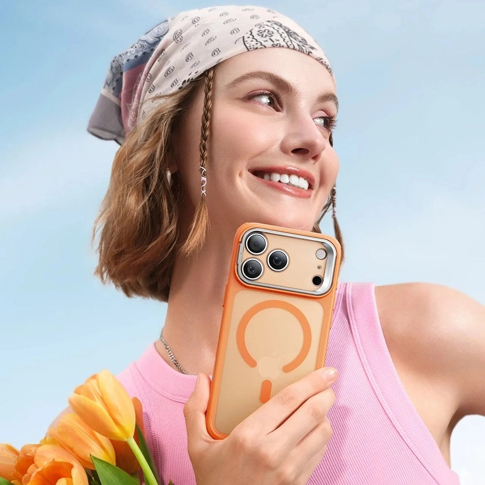 Husa MagSafe pentru Apple iPhone 17 Pro, ESR, Classic Hybrid Kickstand Slide, Portocalie Satinata