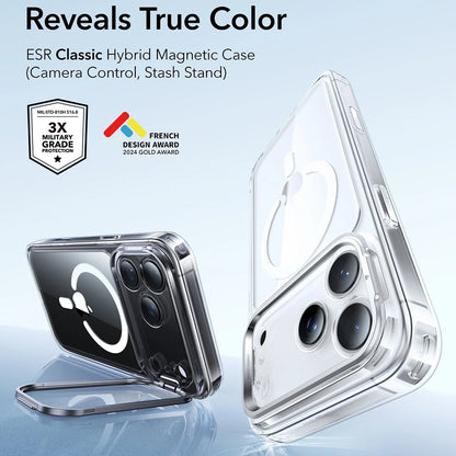 Husa MagSafe pentru Apple iPhone 17 Pro, ESR, Classic Hybrid Kickstand, Transparenta