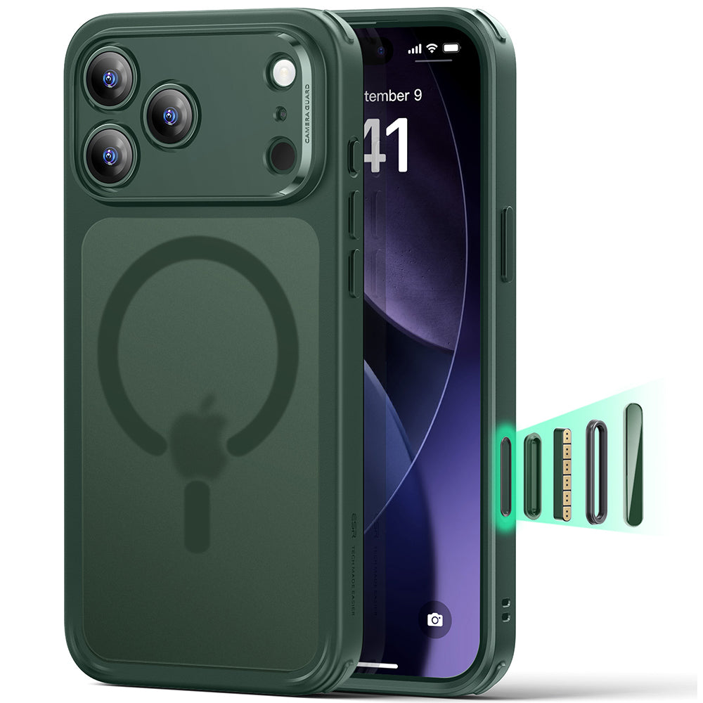 Husa MagSafe pentru Apple iPhone 17 Pro, ESR, Classic Hybrid, Verde Satinata
