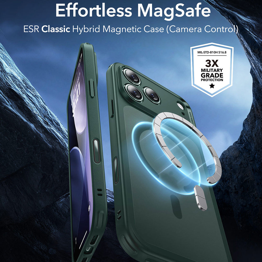 Husa MagSafe pentru Apple iPhone 17 Pro, ESR, Classic Hybrid, Verde Satinata
