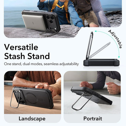 Husa MagSafe pentru Apple iPhone 17 Pro, ESR, Cyber Armor Kickstand, Neagra