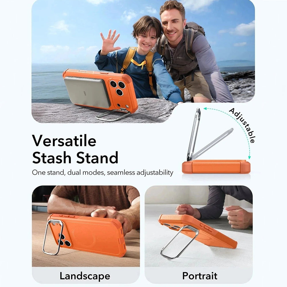 Husa MagSafe pentru Apple iPhone 17 Pro, ESR, Cyber Armor Kickstand, Portocalie