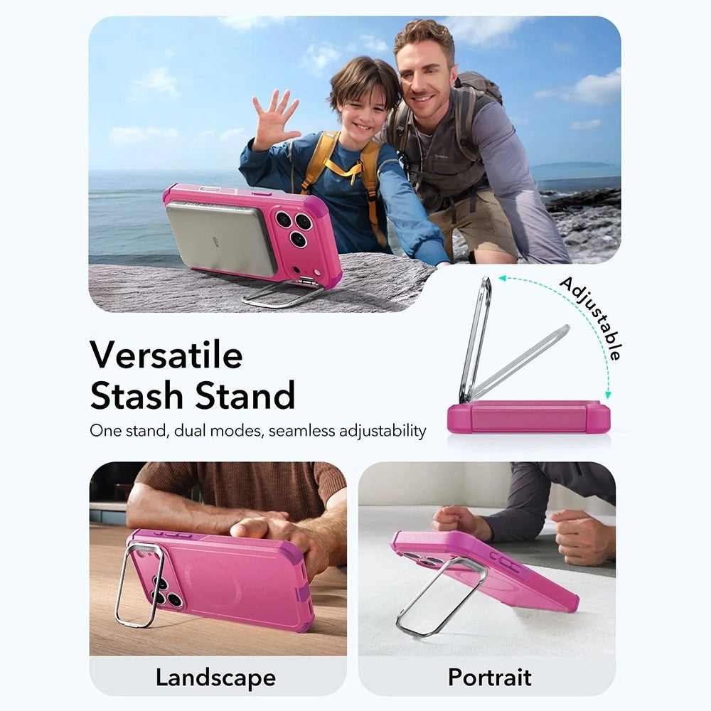 Husa MagSafe pentru Apple iPhone 17 Pro, ESR, Cyber Armor Kickstand, Roz