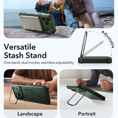 Husa MagSafe pentru Apple iPhone 17 Pro, ESR, Cyber Armor Kickstand, Verde