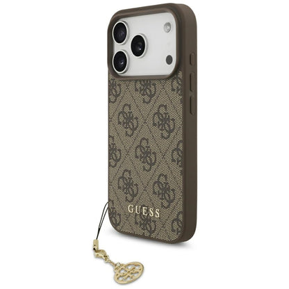 Husa MagSafe pentru Apple iPhone 17 Pro, Guess, 4G Charm Cradle, Maro
