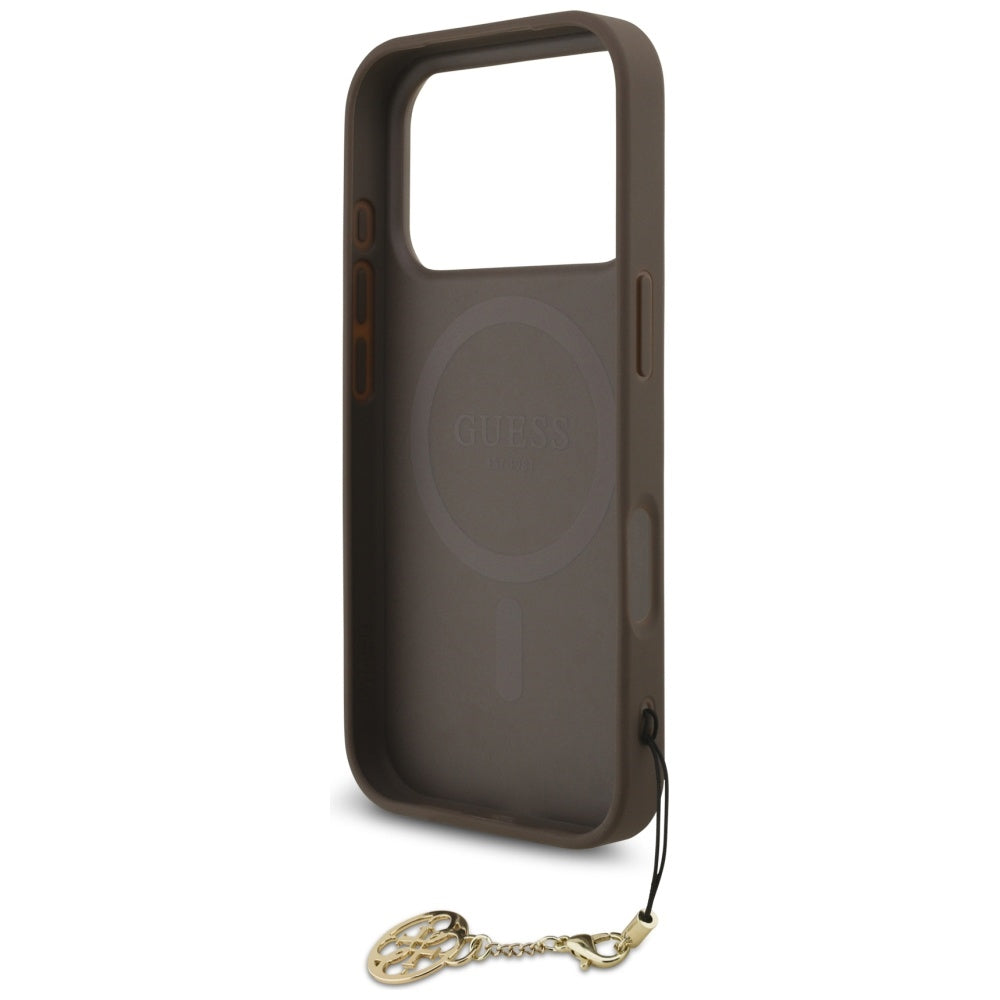 Husa MagSafe pentru Apple iPhone 17 Pro, Guess, 4G Charm Cradle, Maro
