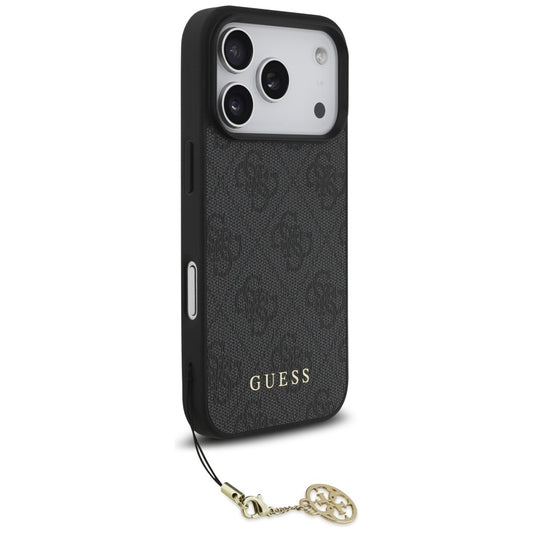 Husa MagSafe pentru Apple iPhone 17 Pro, Guess, 4G Charm Cradle, Neagra