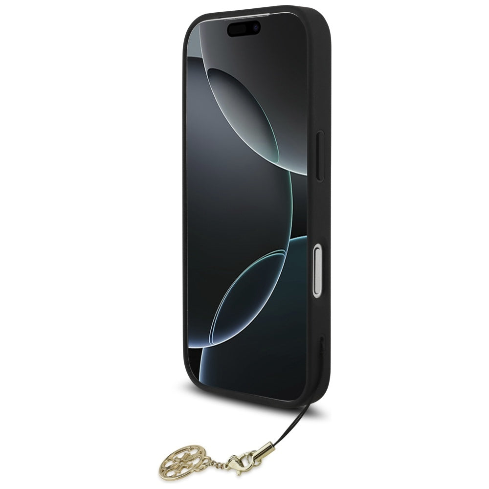 Husa MagSafe pentru Apple iPhone 17 Pro, Guess, 4G Charm Cradle, Neagra