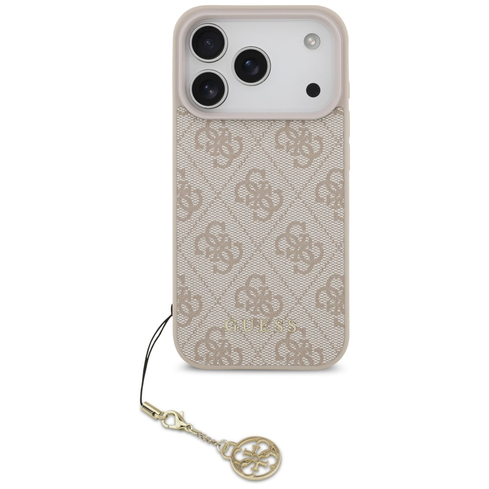 Husa MagSafe pentru Apple iPhone 17 Pro, Guess, 4G Charm Cradle, Roz