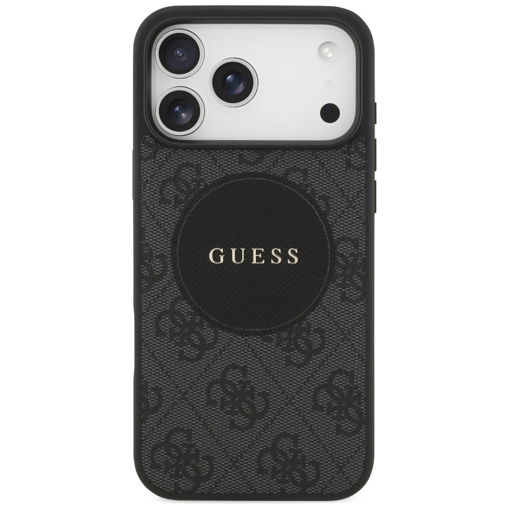 Husa MagSafe pentru Apple iPhone 17 Pro, Guess, 4G Circle Classic Logo, Neagra
