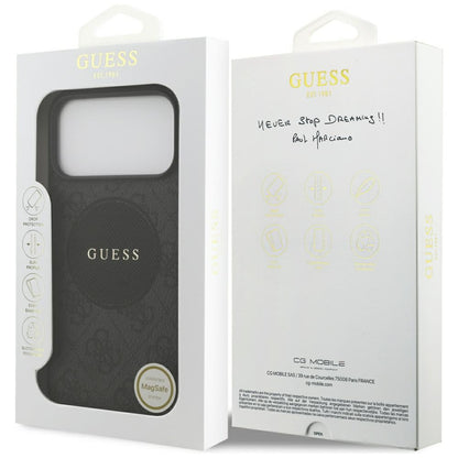 Husa MagSafe pentru Apple iPhone 17 Pro, Guess, 4G Circle Classic Logo, Neagra