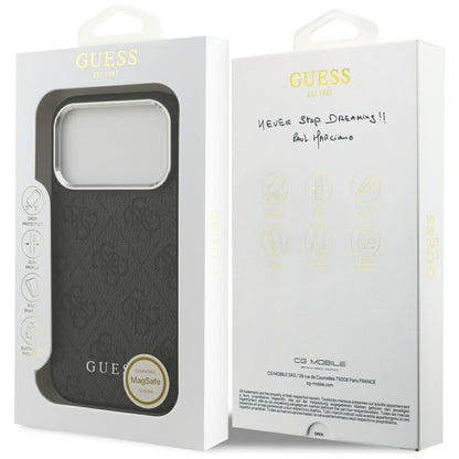 Husa MagSafe pentru Apple iPhone 17 Pro, Guess, 4G Classic Logo, Neagra