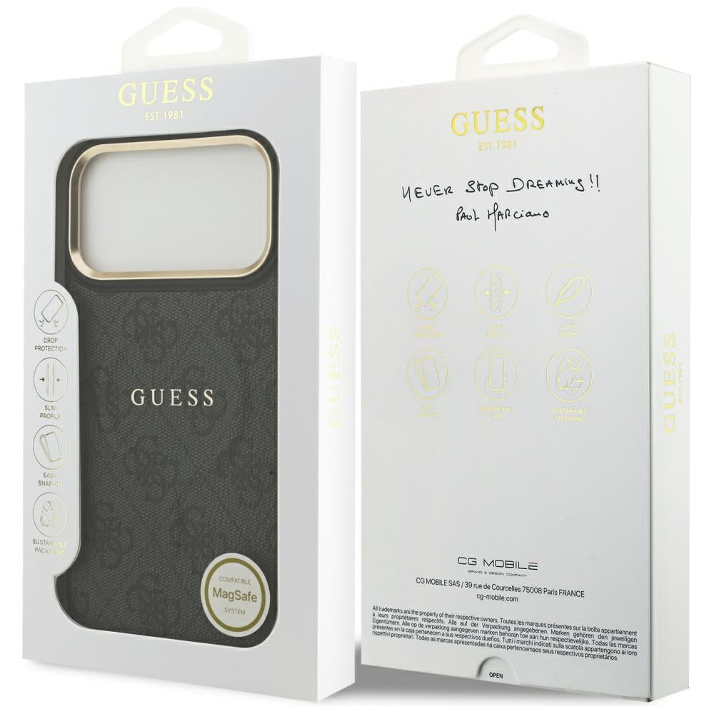Husa MagSafe pentru Apple iPhone 17 Pro, Guess, 4G Classic, Neagra