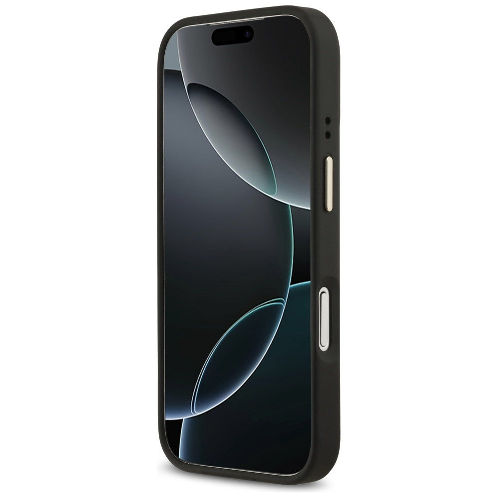 Husa MagSafe pentru Apple iPhone 17 Pro, Guess, 4G Logo Plate, Neagra