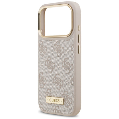 Husa MagSafe pentru Apple iPhone 17 Pro, Guess, 4G Logo Plate, Roz