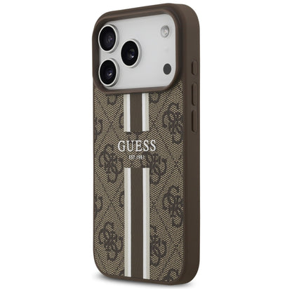 Husa MagSafe pentru Apple iPhone 17 Pro, Guess, 4G Printed Stripes, Maro
