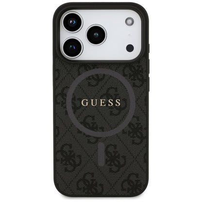 Husa MagSafe pentru Apple iPhone 17 Pro, Guess, 4G Ring Classic Logo, Neagra