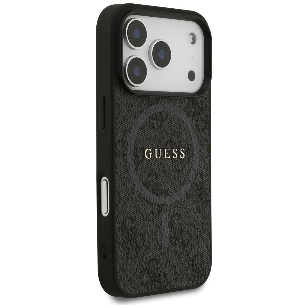 Husa MagSafe pentru Apple iPhone 17 Pro, Guess, 4G Ring Classic Logo, Neagra