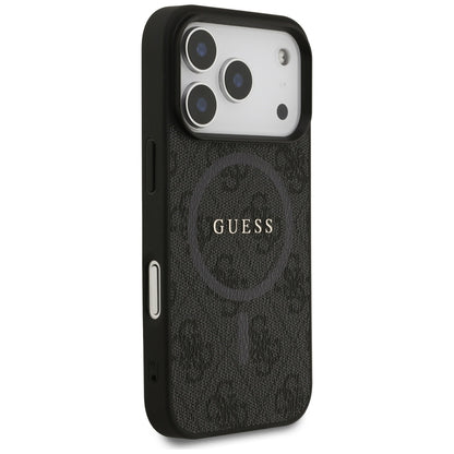 Husa MagSafe pentru Apple iPhone 17 Pro, Guess, 4G Ring Classic Logo, Neagra