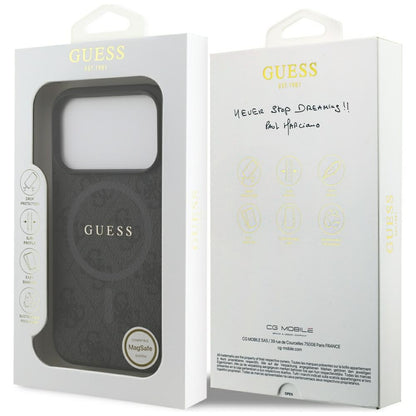 Husa MagSafe pentru Apple iPhone 17 Pro, Guess, 4G Ring Classic Logo, Neagra