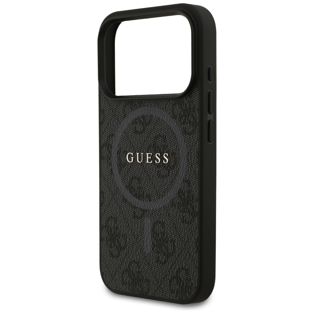 Husa MagSafe pentru Apple iPhone 17 Pro, Guess, 4G Ring Classic Logo, Neagra
