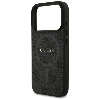 Husa MagSafe pentru Apple iPhone 17 Pro, Guess, 4G Ring Classic Logo, Neagra