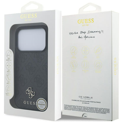 Husa MagSafe pentru Apple iPhone 17 Pro, Guess, 4G Small and Classic Logo, Neagra