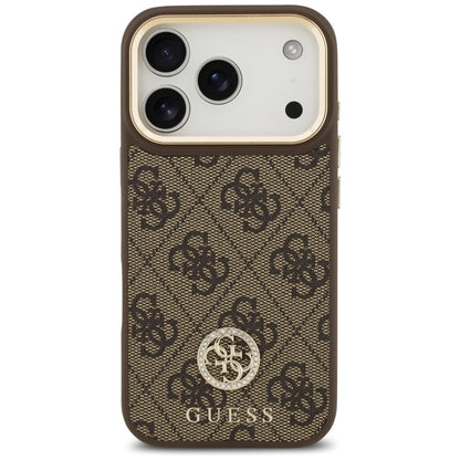 Husa MagSafe pentru Apple iPhone 17 Pro, Guess, 4G Strass Logo, Maro