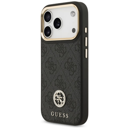 Husa MagSafe pentru Apple iPhone 17 Pro, Guess, 4G Strass Logo, Neagra