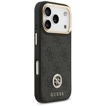 Husa MagSafe pentru Apple iPhone 17 Pro, Guess, 4G Strass Logo with Big Strap, Neagra
