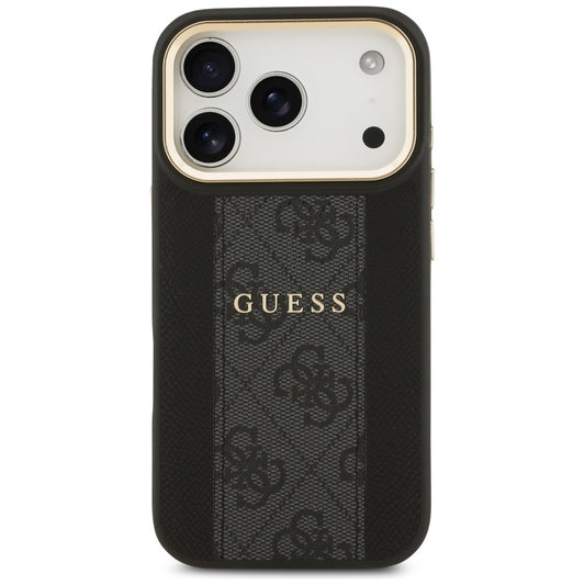 Husa MagSafe pentru Apple iPhone 17 Pro, Guess, 4G Stripe, Neagra