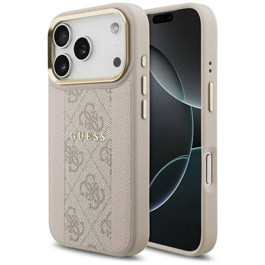 Husa MagSafe pentru Apple iPhone 17 Pro, Guess, 4G Stripe, Roz