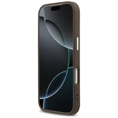 Husa MagSafe pentru Apple iPhone 17 Pro, Guess, 4G Triangle Logo, Maro Argintie