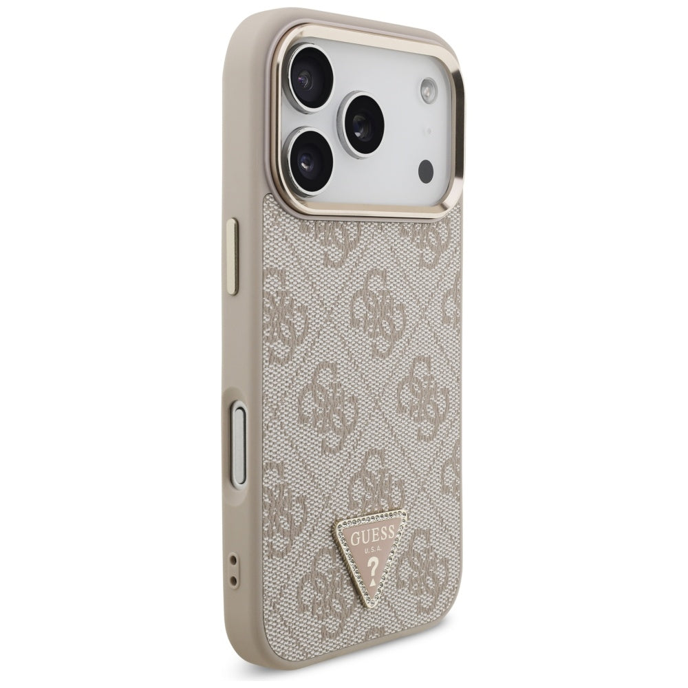 Husa MagSafe pentru Apple iPhone 17 Pro, Guess, 4G Triangle Logo, Roz Aurie